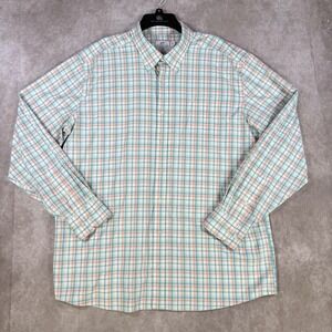 Southern Tide Intercoastal Hartford Plaid Sport Shirt Men XXL Blue Peach Stretch